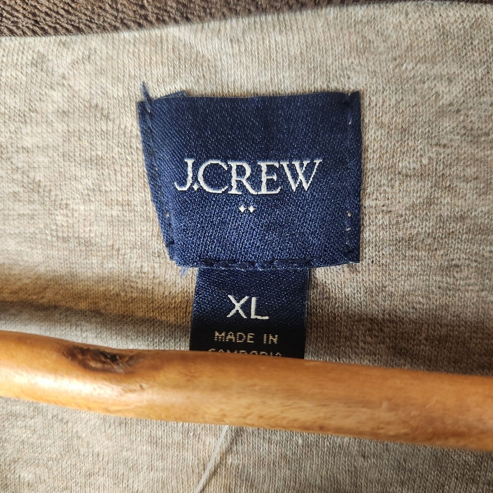 J. Crew Quilted Quarter-Zip Pullover Men's XL Tan Cotton Sweater NWT - Picture 3 of 9